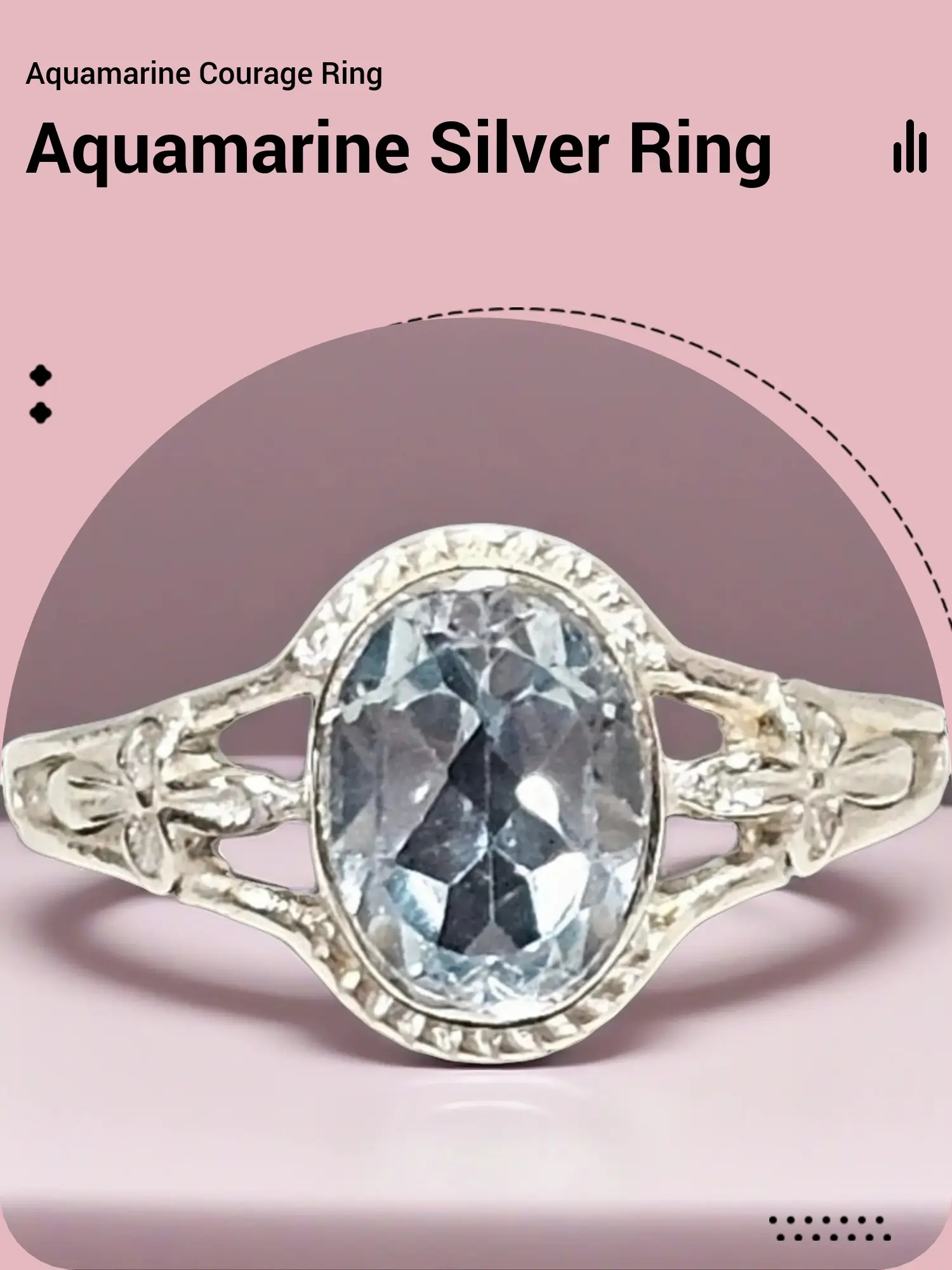 Sterling Silver Aquamarine Gemstone Ring March Birthstone - Size 8