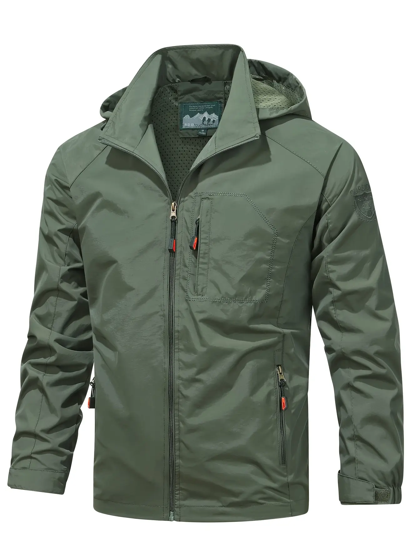 Men's Lightweight Foldable Running Jacket, Stand Collar Aviator Style
