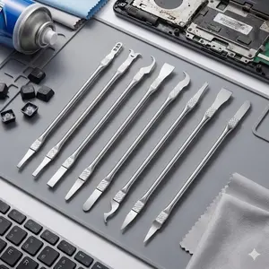 Ultra-Thin Metal Removal Knife & Precision Tweezers Set: 8-PC Anti-Static Soldering Tools Repair Tool Kit for Phone PCB, CPU Micro-Carving & Professional Electronics Repair.
