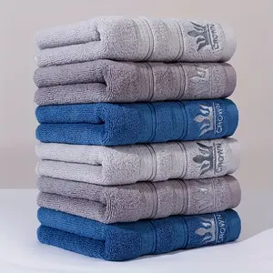 6-Pack Luxurious Crown Embroidered 100% Cotton Hand Towels - Soft, Absorbent, and Perfect for Everyday Use - 28.3 x 13.4 inches