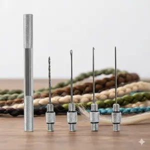 5-Piece Portable Fishing Gear Kit with Durable Aluminum Handle Professional Carp Fishing Tools Multifunctional Bait Needle Line Threader Non-Slip Corrosion-Resistant Sturdy Tackle Set for Freshwater Angling