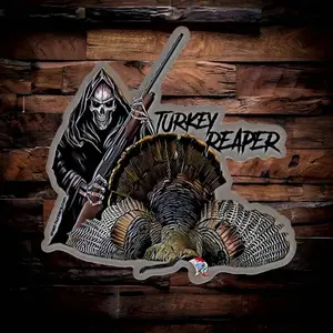 Turkey Reaper Wild Turkey hunting sticker, Laptop Water Bottle Decal Sticker