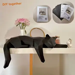 Lethargic Cat Paper Model Kit, DIY Manual Cutting & Folding Design, Creative Home Decoration Gift, Perfect for Kids & Adults