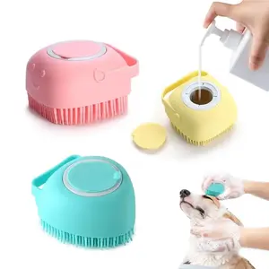 Pet Bath Brush, Silicone Massage Brush with Shampoo Dispenser, Ideal Bath Accessories Soft Bristles for Dogs & Cats Pet Clean Products, Grooming, Dog Ear Cleaning Pet Massage Brush Bath Brush Set