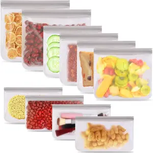 10 Pack Reusable Ziplock Bags Silicone for Food Storage - BPA Free