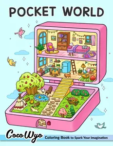 Pocket World: Adult Coloring Book with Miniature Worlds inside Tiny Items for Relaxation and Stress Relief Paperback