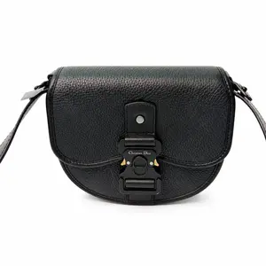 Pre-owned Dior X Crossbody Bags Christian Gallop Flap Messenger Bag Leather Mini black
