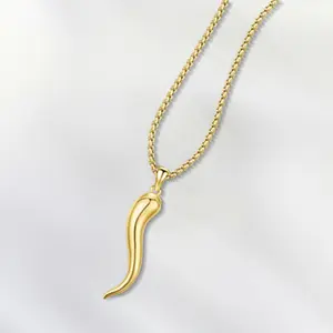 Brighthive Italian Horn Necklace Gold 925 Sterling Silver Cornicello Necklace Pendant Jewelry Suitable as a gift for Men and Women on Anniversaries Birthdays or Christmas.