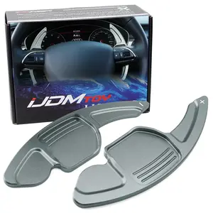 iJDMTOY Gun Metal Grey CNC Billet Aluminum Large Paddle Extensions For Audi A3 A4 A5 A6 A7 A8 Q3 Q5 Q7
