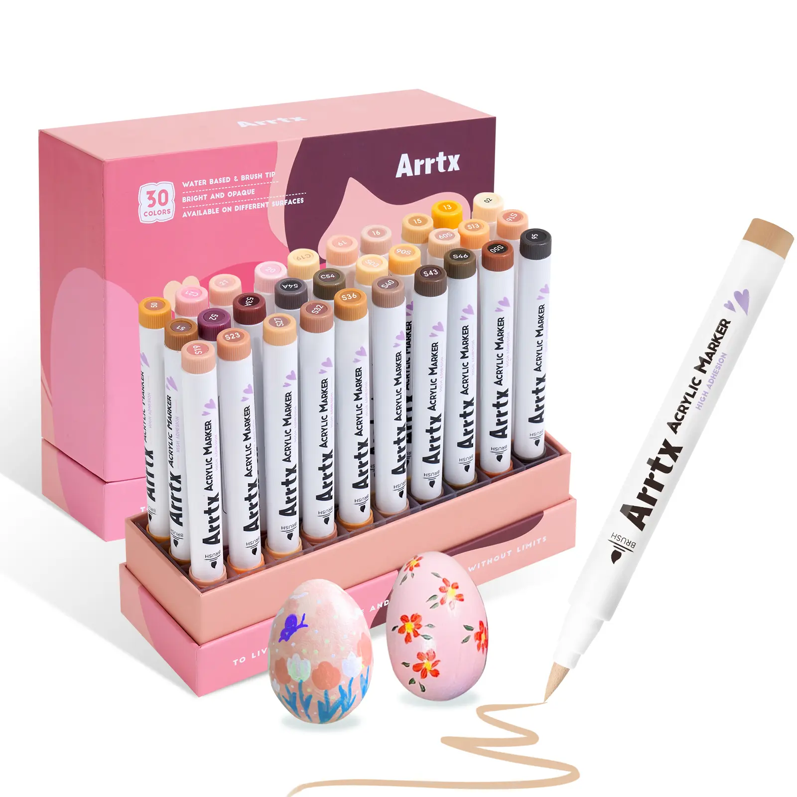 Arrtx Skin Color Acrylic Paint Pens, Skin Tone Paint Markers Paint Pens for Artists Adults Coloring Drawing Brush Tip for Rock Painting, Wood, Canvas, DIY Crafts Making Art Supplies acrylic paint markers