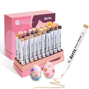 Arrtx Skin Color Acrylic Paint Pens, Skin Tone Paint Markers Paint Pens for Artists Adults Coloring Drawing Brush Tip for Rock Painting, Wood, Canvas, DIY Crafts Making Art Supplies acrylic paint markers