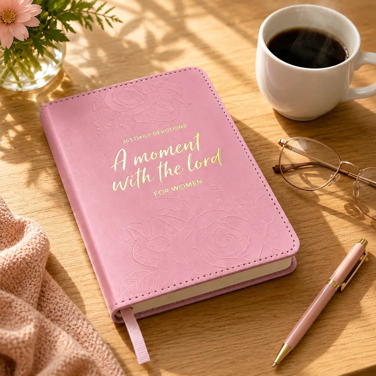One Minute with God for Women, 365-Day Women’s Study Bible, Full Color Embossed Faux Leather Hardcover, Daily Devotional Prayer Journal, Bible Study Book, Christian Gift for Her,Inspirational A Moment With The Lord