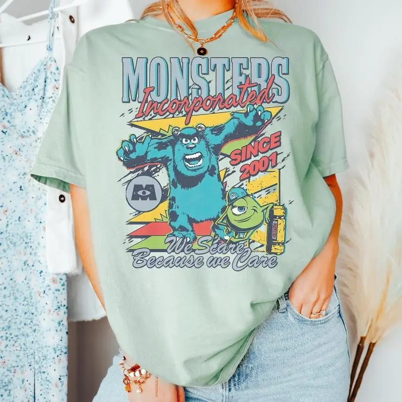 Comfort Colors® Monsters Incorporated Since 2001 We Scare Because We Care T-Shirt, Monsters University, Sulley & Mike Monster Inc Tee