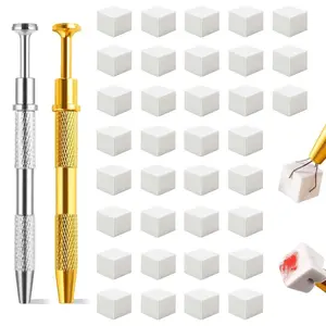 100Pcs Soft Nail Sponges for Ombre, With 2Pack Grabbing Pen, Aura Manicure Nail Art Tools (Silver+gold)