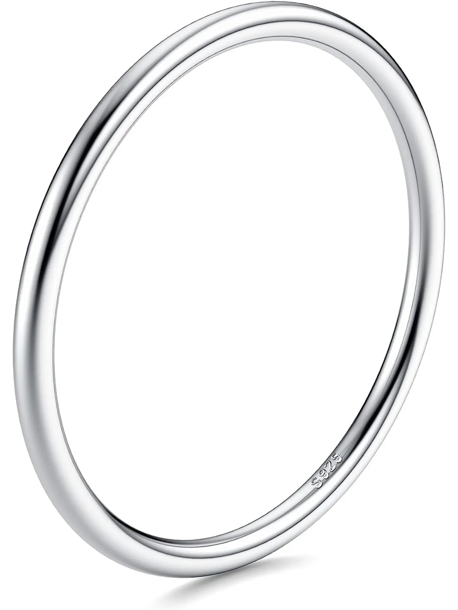 1 Pc 1mm Thin Ring S925 Sterling Silver Ring Stacking Midi Thumb Knuckle Pinky Ring Polished Plain Minimalistic Point Finger Band Ring Fashion Ring for Women Girls Comfort Fit Size 5 To 11 Stackable Ring