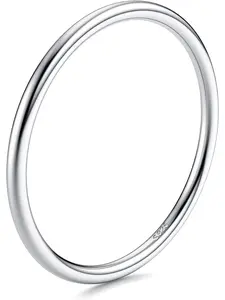 1 Pc 1mm Thin Ring S925 Sterling Silver Ring Stacking Midi Thumb Knuckle Pinky Ring Polished Plain Minimalistic Point Finger Band Ring for Women Girls Comfort Fit Size 5 To 11 Stackable Ring