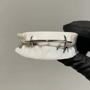 Hiphop Jewelry 925 Silve 6 Top 2 Bottom Custom Heart Braces Grillz