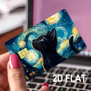 Stunning Starry Cat Design Credit Card Sticker Set, Starry Sky, Luxurious PVC Material, Durable & Comfortable Texture, Perfect Gift for All, DIY Sticker Paper, Sticker Sheets