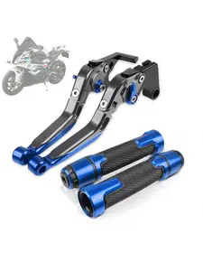 For S1000RR (non-HP4) 2010-14 models, 4-piece set, blue + gray. Motorcycle accessories .Foldable and adjustable handlebar horn-shaped brake/clutch control levers