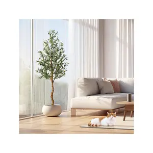 Artificial Olive Tree 4.25FT/5FT/6FT Tall Faux Silk Olive Trees For Home Office Living Room Indoor Fake Potted Tree With Natural Wood Trunk And Lifelike Fruits