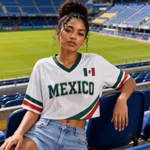 Personalized Mexico Crop Jersey, Custom Name Hockey Jersey, Mexico Football Fan Shirt, Bachelorette Weekend Outfit, Festival Top