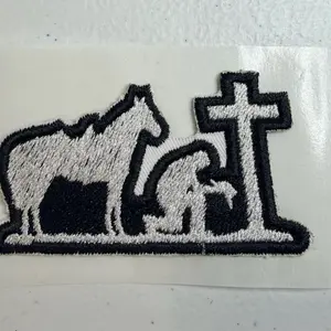 Rugged Praying Embroidered Hat Patch