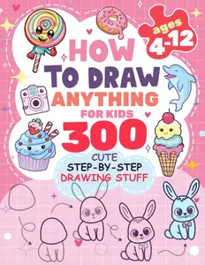 How to Draw Anything for kids: 300 Cute Step-by-Step Drawing Stuff: Amazing Food, Animals, Kawaii, Gifts and Other (Bold & Easy) Paperback
