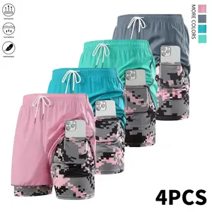 Women’s 4-piece set featuring women’s shorts—sporty casual athletic shorts suitable for everyday outings, workouts, running, and beach walks; women’s summer shorts | A gift for her