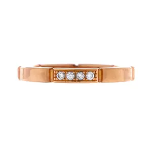 Pre-owned Cartier Maillon Panthere Band Ring 18K Rose Gold with 4 Diamonds by Rebag