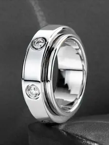 Father's Day and Mother's Day Gifts, Men's Ring Moissanite S925 Silver Ring Turnable Ring Simple Design Holiday Gift