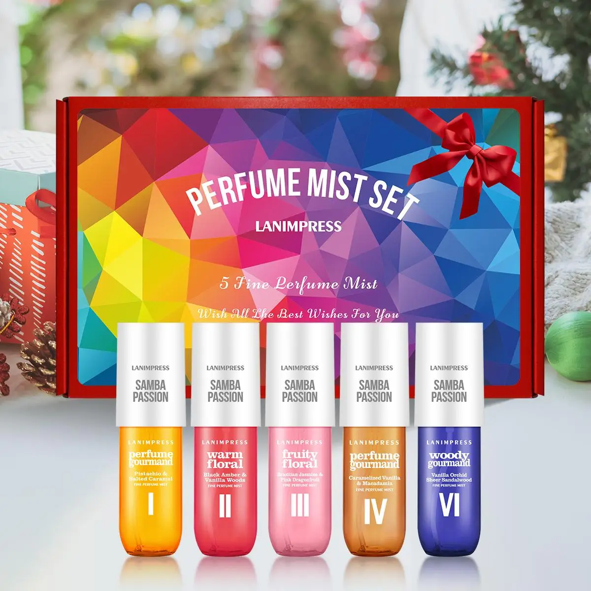 90ML Hair & Body Perfume Spray, 5 Counts/set Long Lasting Body Fragrance Mist, Vanilla Perfumes, Fragrance Gifts for Women & Men, Travel Gifts, Christ