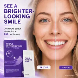 BeautyLabUS Purple Teeth Whitening Strips - 7/14 Whitening Sessions - Effective Teeth Whitening Wet Strips - Remove Stains - Enamel Safe - Gentle for Sensitive Teeth - Peroxide-Free