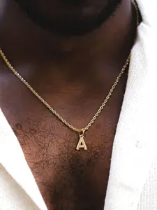 Men's Letter Pendant Necklace, Stainless Steel Jewelry for Party, Daily Clothing Decor, Trendy All-match & Exquisite Jewelry for Birthday Gift, Initial Letter Necklace