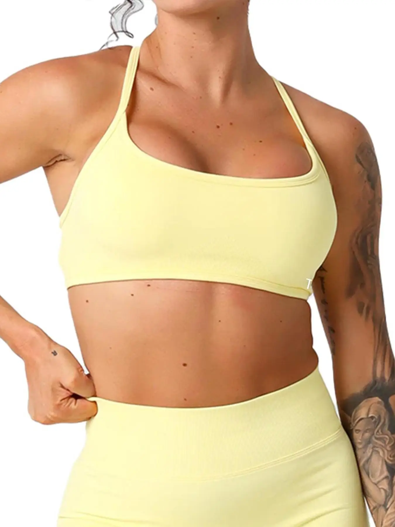Women's Solid Color Criss Cross Backless Sports Bra, Breathable Comfortable Wireless Sports Bra, Ladies Sportswear for Indoor Outdoor Wear, Gym Clothe
