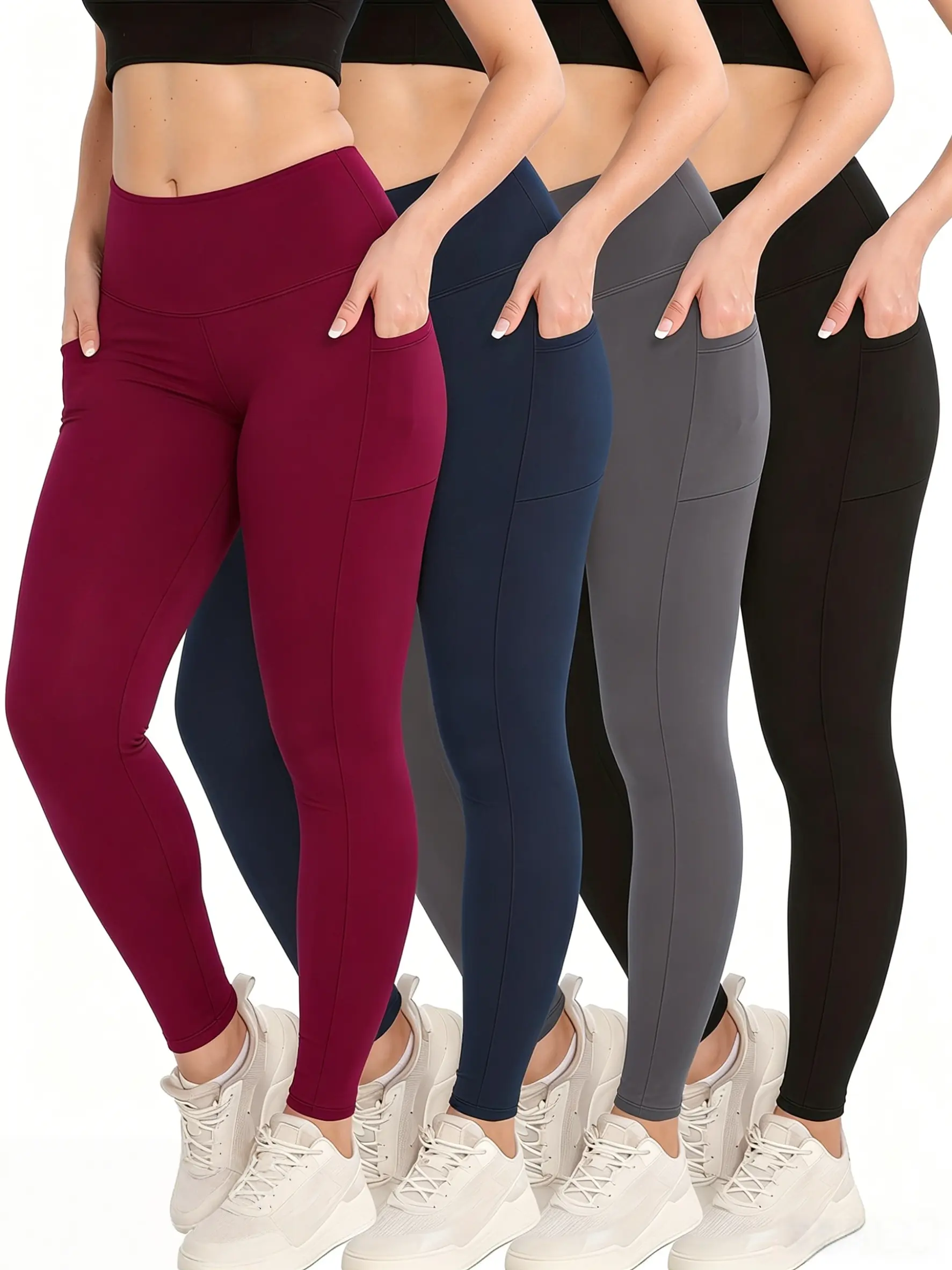 4 Pack Women'S Thermal High-Waisted Leggings with Pockets , Thick Winter Workout Pants, Elastic Waistband,Breathable Material Soft summerwins Athletic Stretchable Athleisure Bottoms Athleisure Bottoms Athleisure Gym Clothes no patines yoga pants tiktoksho