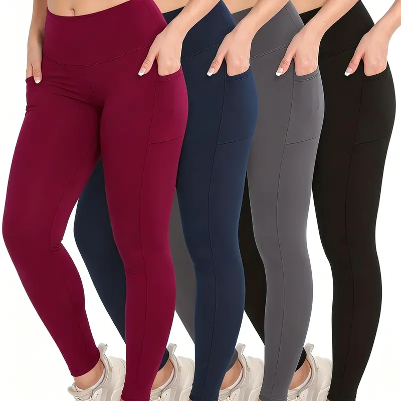4 Pack Women'S Thermal High-Waisted Leggings with Pockets , Thick Winter Workout Pants, Elastic Waistband,Breathable Material Soft summerwins Athletic Stretchable Athleisure Bottoms Athleisure Bottoms Athleisure Gym Clothes no patines yoga pants tiktoksho