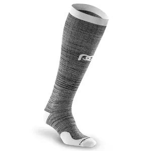 Marathon Heather Slate Knee High Compression Socks for Running, Training, Work and Recovery - Wide Calf Sizes, Graduated Compression 20-30 mmHg, Moisture Wicking, Made in USA, Men & Women