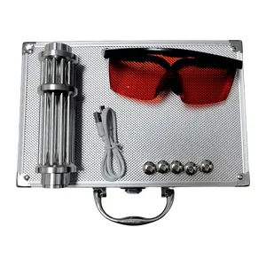 White Pointer with Adjustable Focus - Blue Lser, USB Type-C, Aluminum Body, 18650 Lithium Battery, 2000mW Portable Flashlight for Hiking, Office, Hunting & Fishing Gear, Sleek Metallic Finish