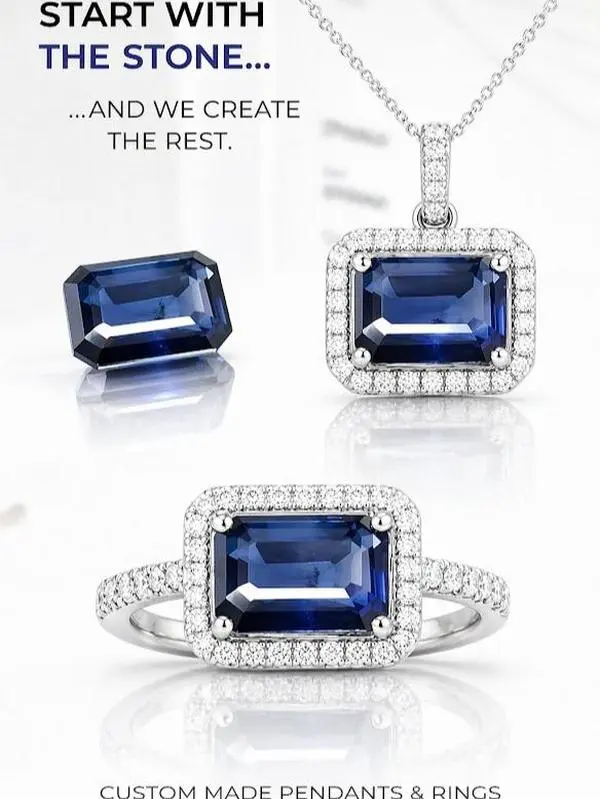 14.11ct Octagonal Step Cut Blue Sapphire – Lab-Grown – Deep Blue – GIA Certified – Statement Gem