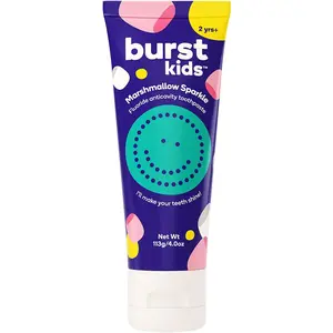 BURST Marshmallow Sparkle Junior Toothpaste With Fluoride- Anticavity,Dye Free,Vegan, Delicious Marshmallow Flavor