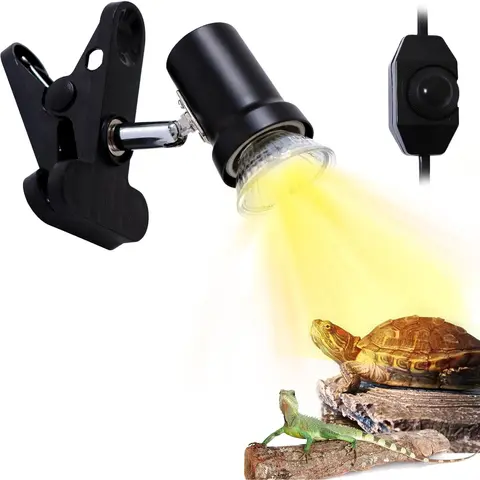 Reptile Heat Lamp, UVA UVB Light for Aquarium Turtle , with 50w Basking Bulb, for Tortoise, Snake, Frog, Lizard, Cockatoo, Chameleon. Halogen, Yellow Light