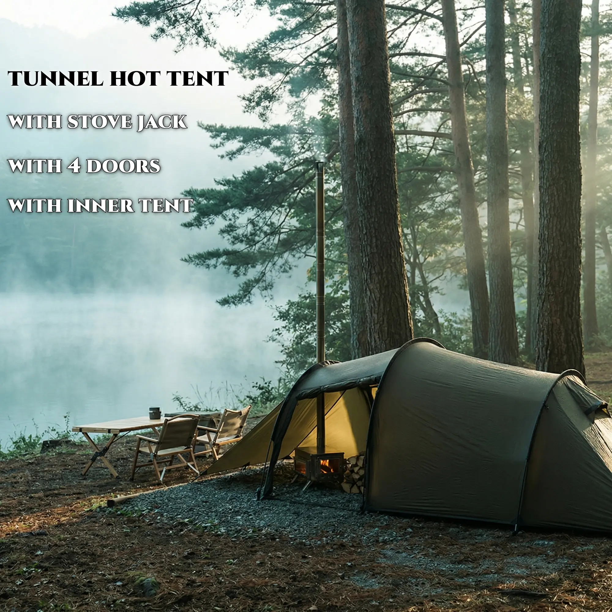Hot Tent with Stove Jack and Inner tent Camping Winter 4 Season Tent 1-2 Person Backpacking for Camping Hiking Hunting Fishing Waterproof Windproof Lightweight 153 x 67 x 43 (inches)