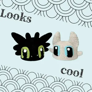 Light Fury & Night Fury Crochet Hat - Soft Crochet Material, Versatile Design, Ideal for All Seasons, Lightweight and Comfortable Fit