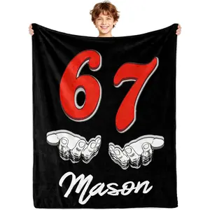 Ships Next Day, 67 Meme Blanket, Personalized Funny 6 7 Blankets For Teen Girls Boys - Custom Six Seven Blanket With Name Customized Number 67 Flannel Blankets For Kids Christmas Brithday Gifts