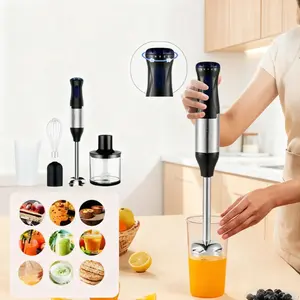 4-in-1 Immersion Portable Blender Handheld Stainless Steel Blades 5-Speed Stick Blender with 23.67 oz Measuring Cup 16.91 oz Food Processor Whisk and Baby Food Maker 110V Durable Plastic Construction Square Design Multi-Purpose Kitchen Use Christmas Gift