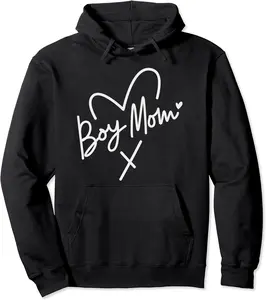 Boy Mom Trendy Heart Modern Graphic Tee Gift for Mom of Boys Pullover Hoodie - Latellestcha Shop 45B0BMQ1TRWF