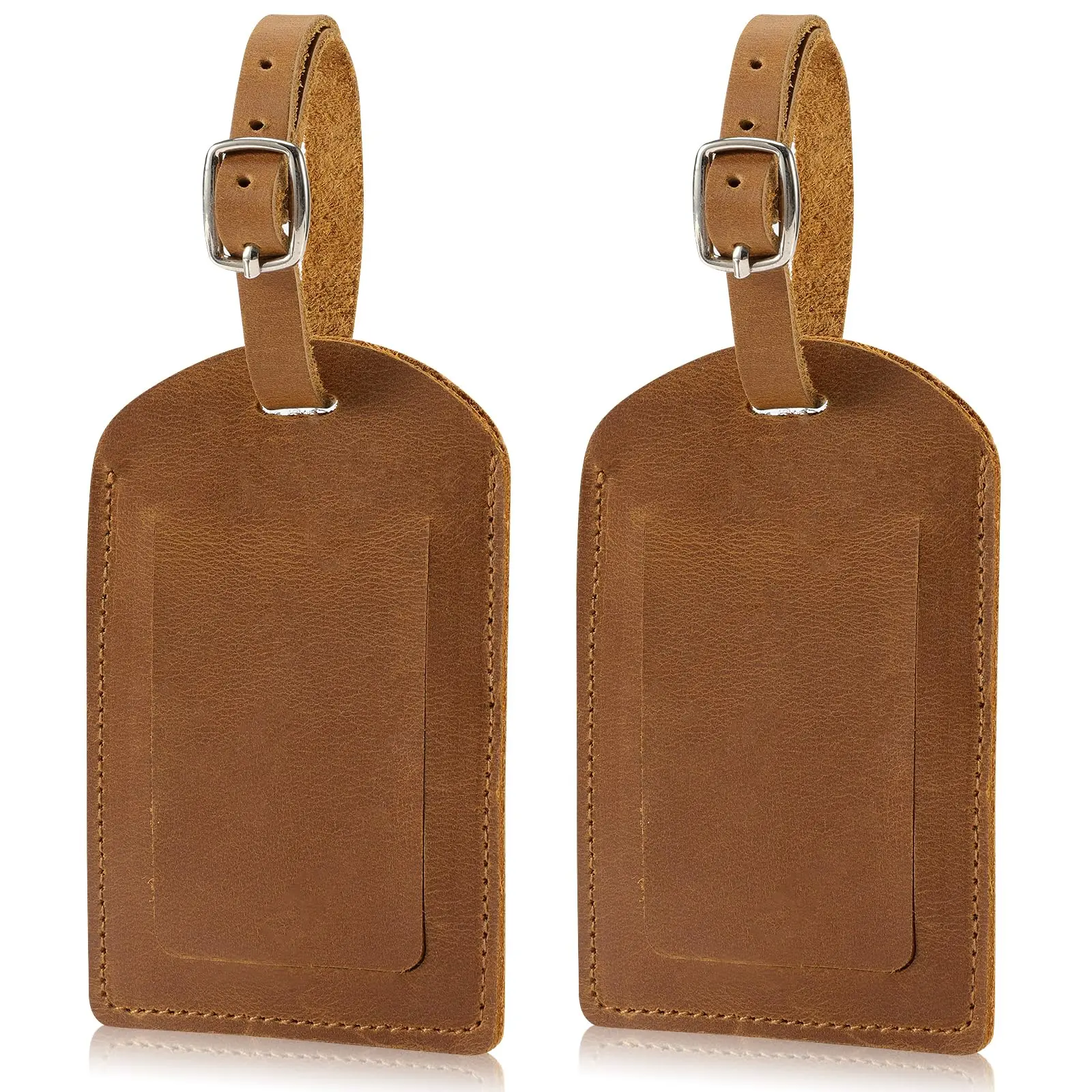 Genuine Leather Luggage Tag for Suitcases and ID Tags - 2 Pack, Authentic Design, Versatile Use