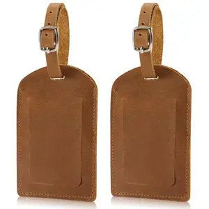 Genuine Leather Luggage Tag for Suitcases and ID Tags - 2 Pack, Authentic Design, Versatile Use