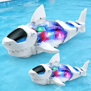 Electric Shark Toy for Kids- Lights& Sounds, Wiggling Body, Automatic ObstacleAvoidance, Transparent Gears, Easy Assembly,Educational Fun