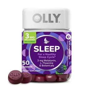OLLY Sleep Gummy Supplement, 3mg Melatonin, L Theanine, Sleep Aid, Blackberry Flavor, 50 Count